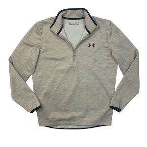 Under Armour Coldgear Sweatshirt Mens S Small Stone Beige Fleece Quarter Zip